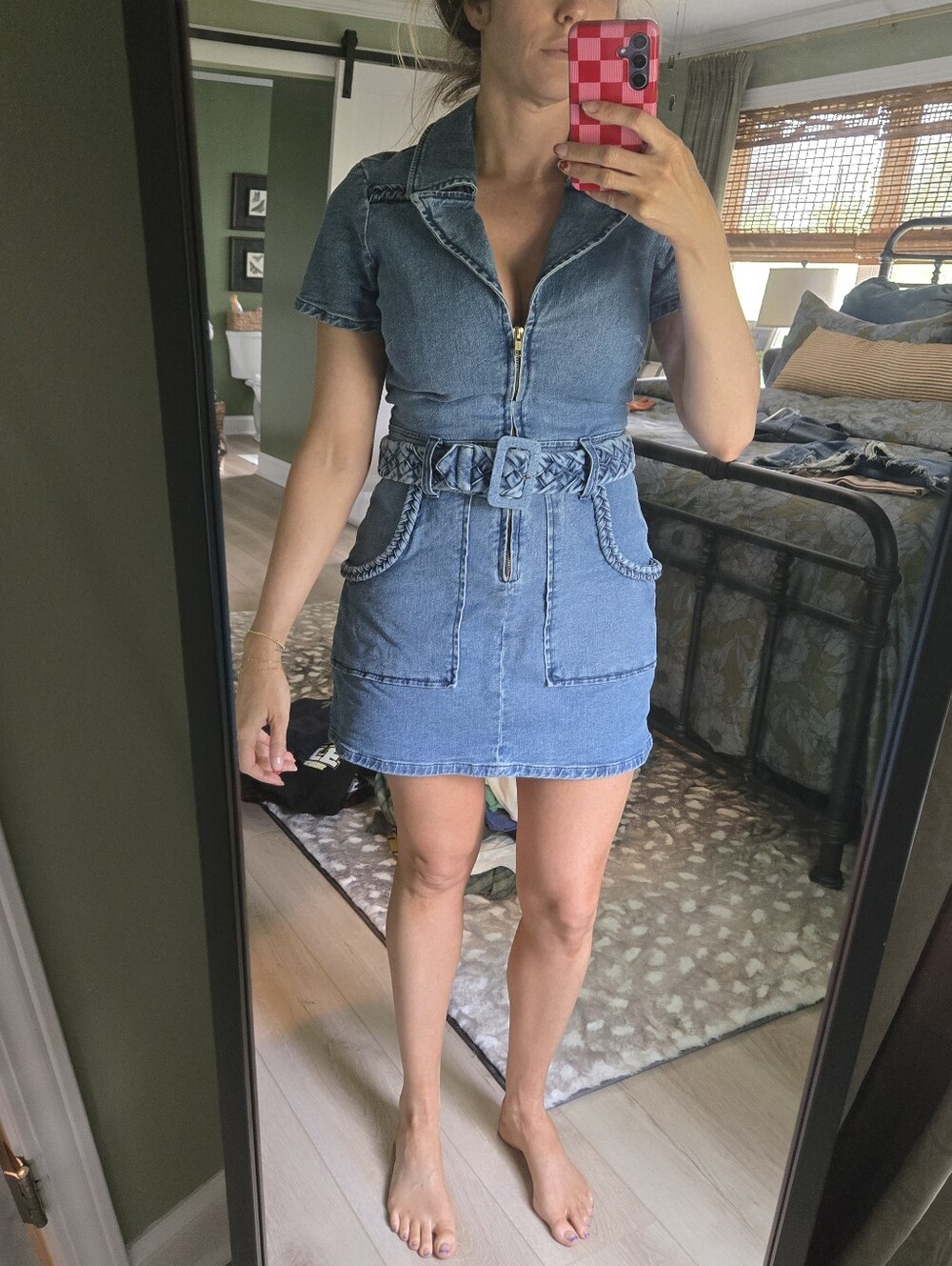 New Show Me Your Mumu Outlaw denim Jean Mini Dress Small - Picture 2 of 4